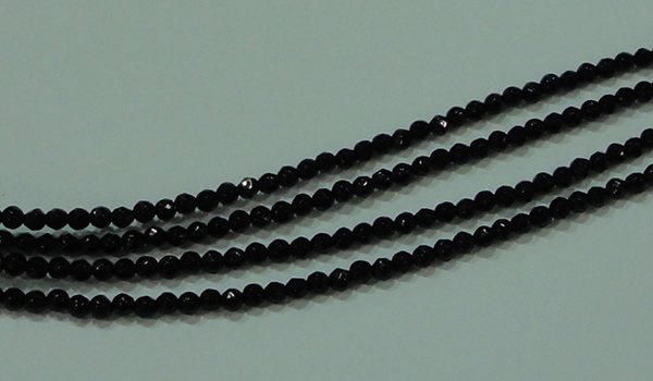CTG29 15.5 inches 2mm faceted round black agate beads wholesale