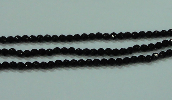 CTG30 15.5 inches 3mm faceted round black agate beads wholesale