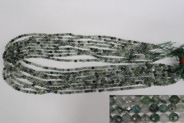 CTG301 15.5 inches 3mm faceted round ting moss agate beads