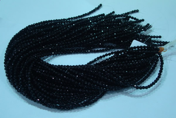 CTG31 15.5 inches 4mm faceted round black agate beads wholesale