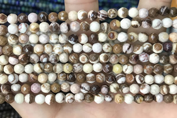 CTG3550 15.5 inches 4mm faceted round zebra jasper beads