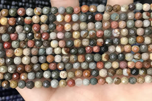 CTG3551 15.5 inches 4mm faceted round imperial jasper beads