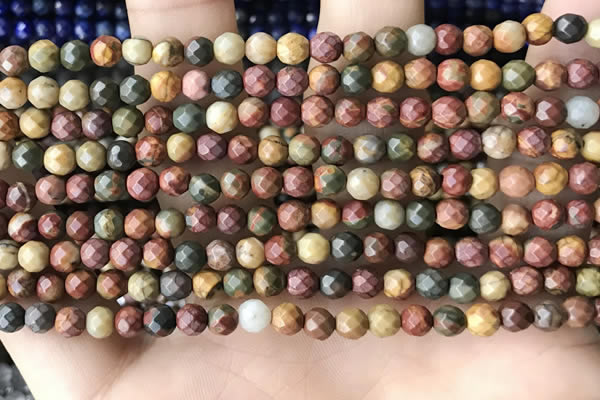 CTG3552 15.5 inches 4mm faceted round picasso jasper beads