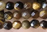 CTG3588 15.5 inches 4mm faceted round yellow tiger eye beads