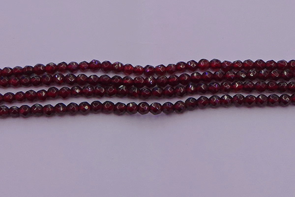 CTG510 15.5 inches 4mm faceted round tiny red garnet beads