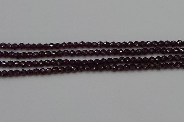 CTG555 15.5 inches 4mm faceted round tiny purple garnet beads