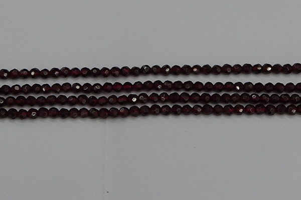 CTG556 15.5 inches 4mm faceted round tiny red garnet beads
