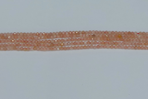 CTG607 15.5 inches 3mm faceted round peach moonstone beads