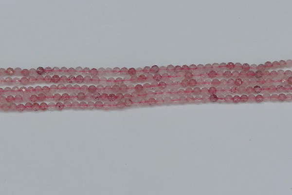 CTG626 15.5 inches 3mm faceted round strawberry quartz beads