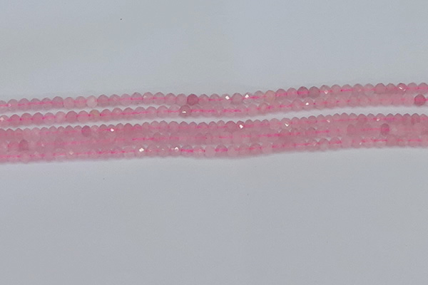 CTG636 15.5 inches 3mm faceted round Madagascar rose quartz beads