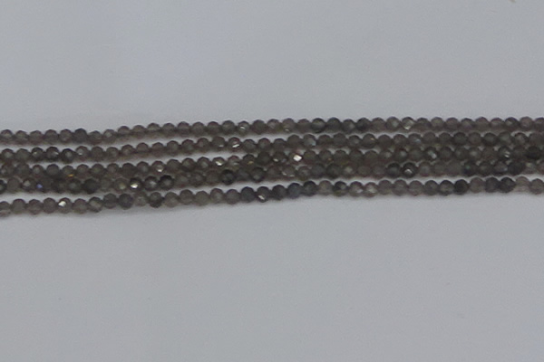 CTG639 15.5 inches 2mm faceted round smoky black obsidian beads