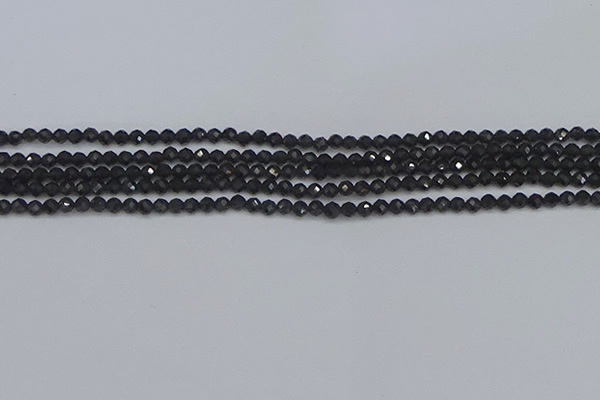 CTG642 15.5 inches 3mm faceted round golden black obsidian beads