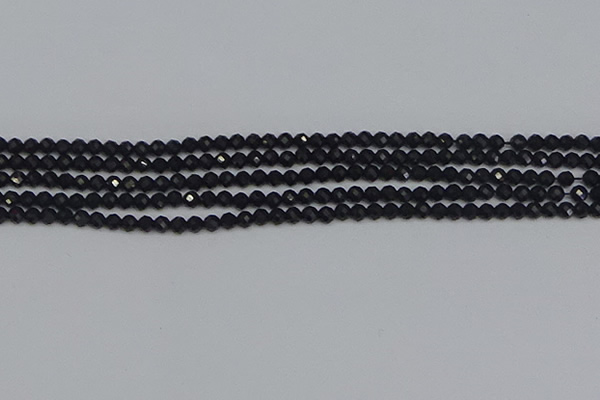 CTG644 15.5 inches 3mm faceted round black tourmaline beads