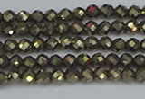 CTG646 15.5 inches 3mm faceted round golden pyrite beads