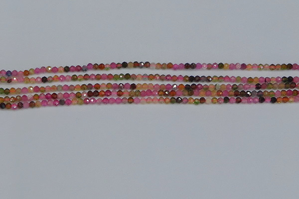 CTG651 15.5 inches 2mm faceted round tourmaline gemstone beads