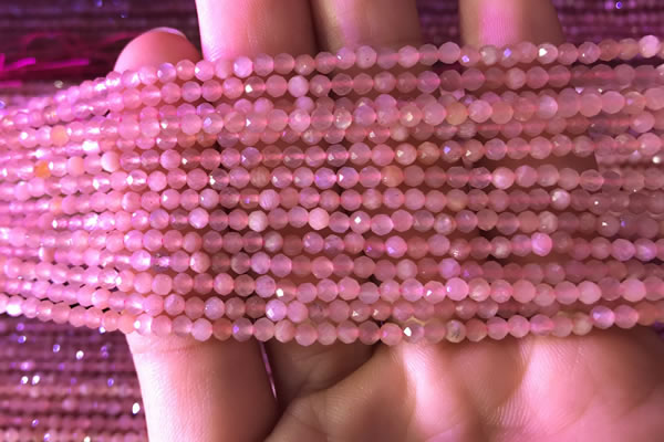 CTG718 15.5 inches 2mm faceted round tiny peach moonstone beads