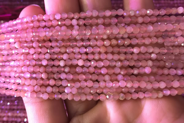 CTG719 15.5 inches 3mm faceted round tiny peach moonstone beads