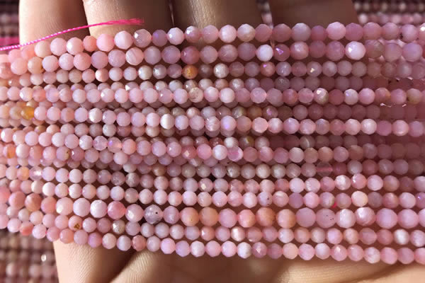 CTG733 15.5 inches 3mm faceted round tiny pink opal beads