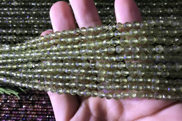 CTG745 15.5 inches 4mm faceted round tiny prehnite beads