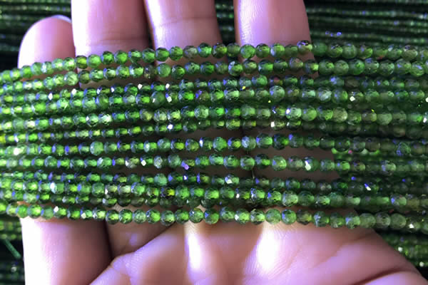 CTG748 15.5 inches 3mm faceted round tiny diopside beads