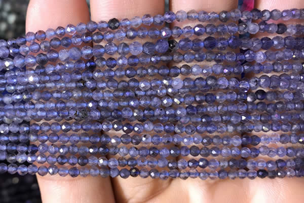 CTG753 15.5 inches 2mm faceted round tiny iolite gemstone beads