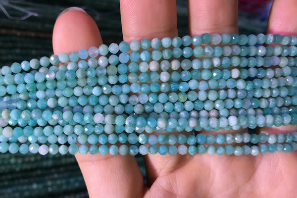 CTG765 15.5 inches 3mm faceted round tiny amazonite gemstone beads