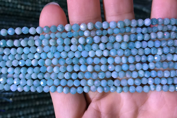 CTG766 15.5 inches 4mm faceted round tiny amazonite gemstone beads