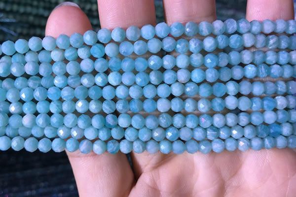 CTG767 15.5 inches 5mm faceted round tiny amazonite gemstone beads