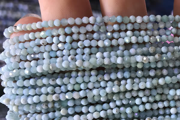 CTG769 15.5 inches 3mm faceted round tiny larimar gemstone beads