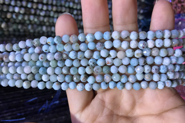 CTG771 15.5 inches 5mm faceted round tiny larimar gemstone beads