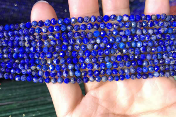 CTG783 15.5 inches 4mm faceted round tiny lapis lazuli beads wholesale