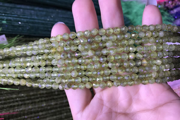 CTG813 15.5 inches 4mm faceted round tiny prehnite beads