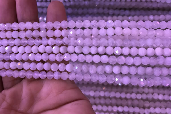 CTG833 15.5 inches 5mm faceted round tiny white moonstone beads