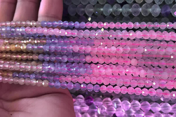 CTG838 15.5 inches 3mm faceted round tiny morganite beads