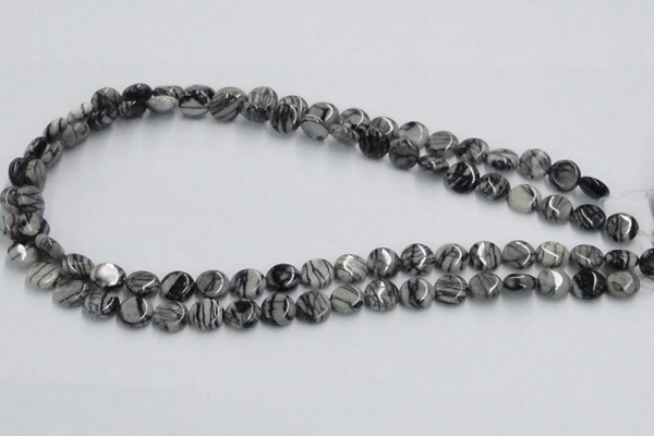 CTJ06 16 inches 10mm flat round black water jasper beads wholesale