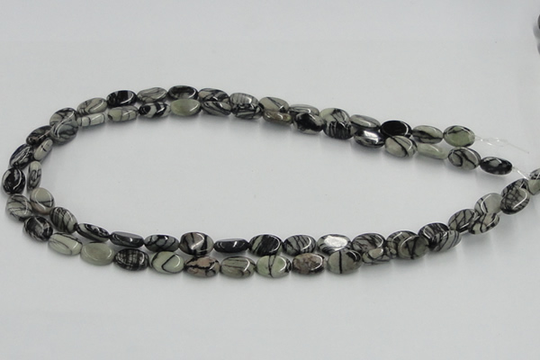 CTJ10 16 inches 8*12mm oval black water jasper beads wholesale