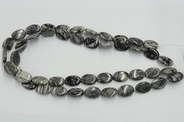CTJ12 16 inches 13*18mm oval black water jasper beads wholesale