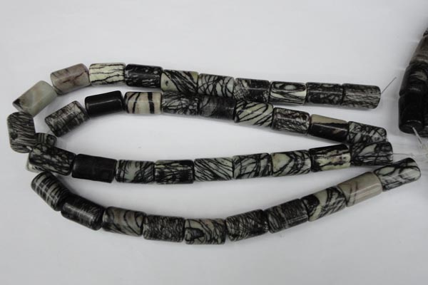 CTJ203 15.5 inches 12*20mm tube black water jasper beads wholesale