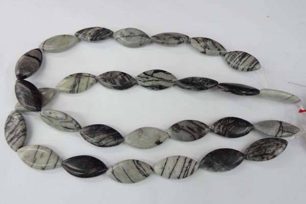 CTJ212 15.5 inches 15*30mm marquise black water jasper beads wholesale