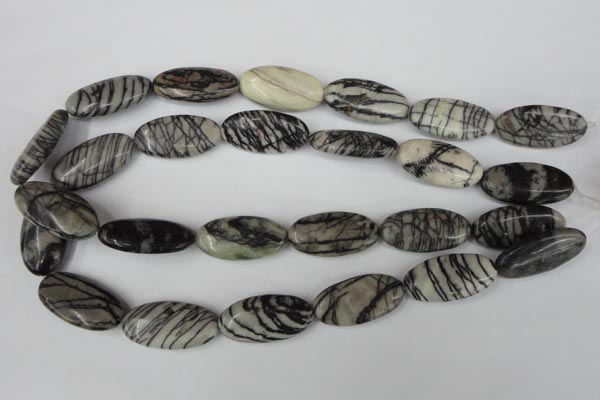 CTJ223 15.5 inches 15*30mm oval black water jasper beads wholesale