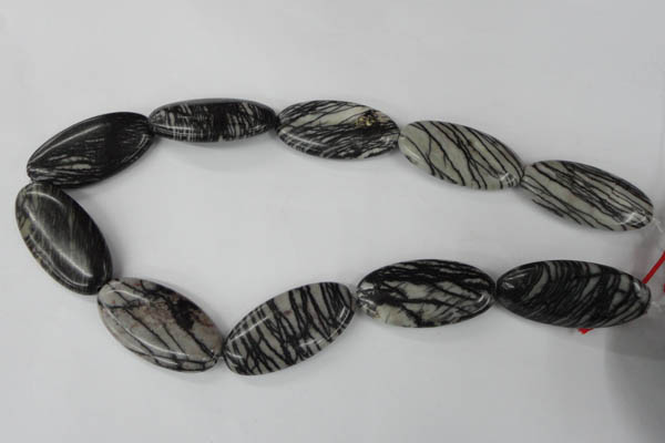CTJ226 15.5 inches 20*40mm oval black water jasper beads wholesale