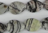 CTJ231 15.5 inches 15*20mm flat teardrop black water jasper beads