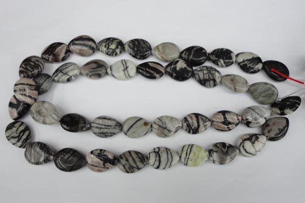 CTJ231 15.5 inches 15*20mm flat teardrop black water jasper beads