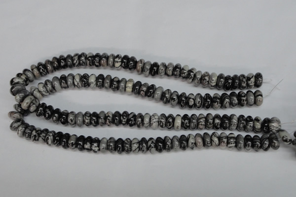 CTJ32 15.5 inches 6*12mm rondelle black water jasper beads wholesale