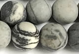 CTJ433 15 inches 10mm round matte black water jasper beads
