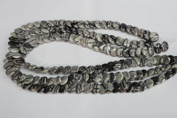 CTJ56 15.5 inches 12mm flat round black water jasper beads wholesale