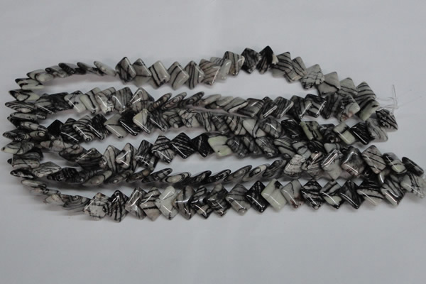 CTJ62 15.5 inches 12*12mm diamond black water jasper beads wholesale