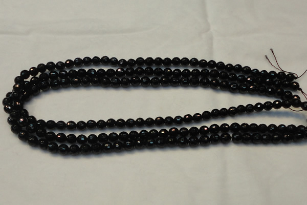 CTO107 15.5 inches 6mm faceted round natural black tourmaline beads
