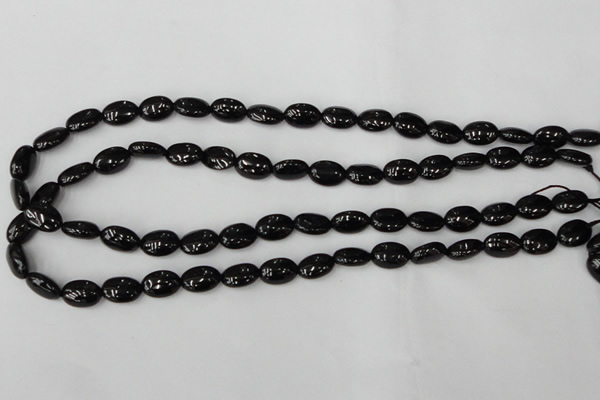 CTO123 15.5 inches 8*12mm oval black tourmaline beads
