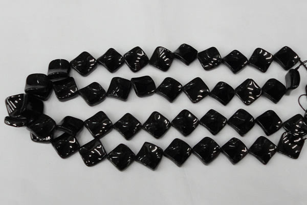 CTO130 15.5 inches 15*15mm twisted diamond black tourmaline beads